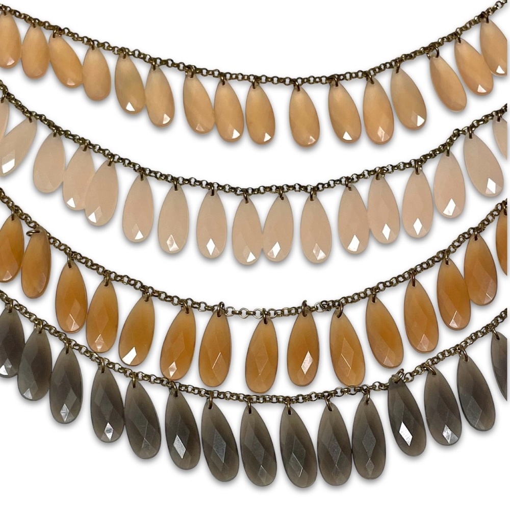 Vintage Multi-Tone Teardrop Necklace large gray brown